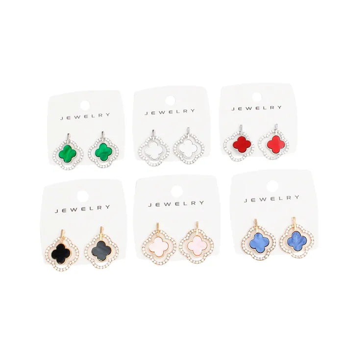 Marbled Quatrefoil Clover Stud Earrings