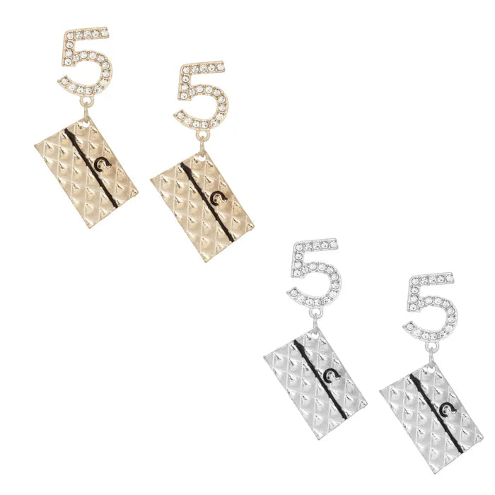 No 5 Quilted Bag Drop Earrings