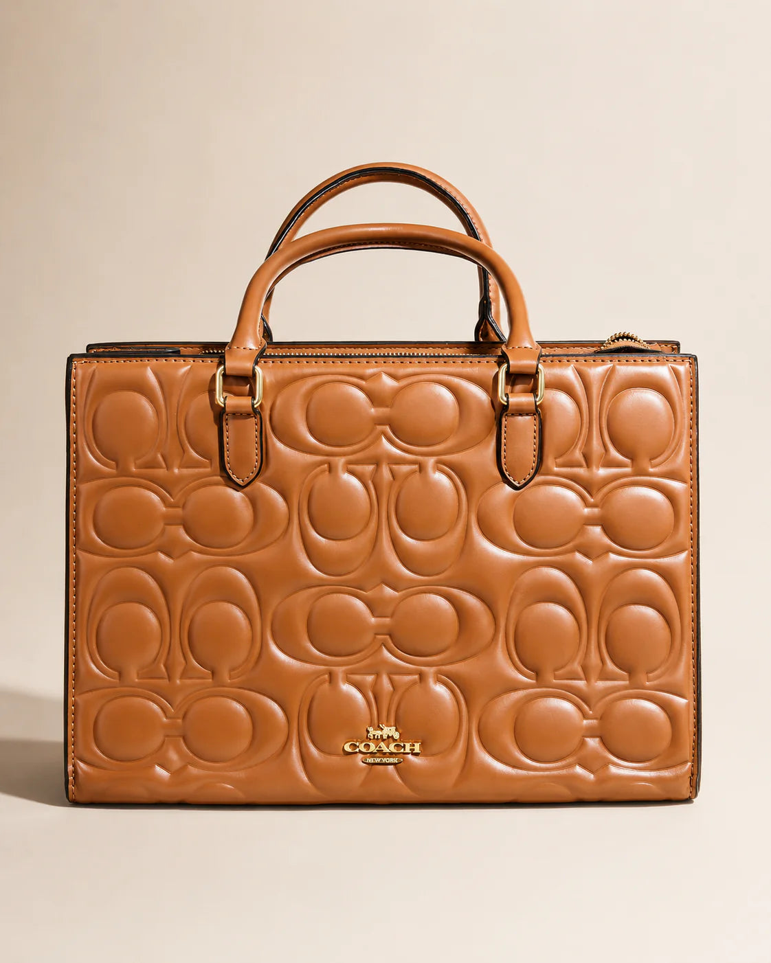 Embossed Brown Tote w/Wallet