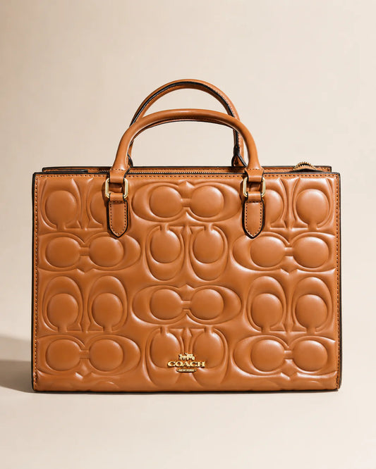 Embossed Brown Tote w/Wallet