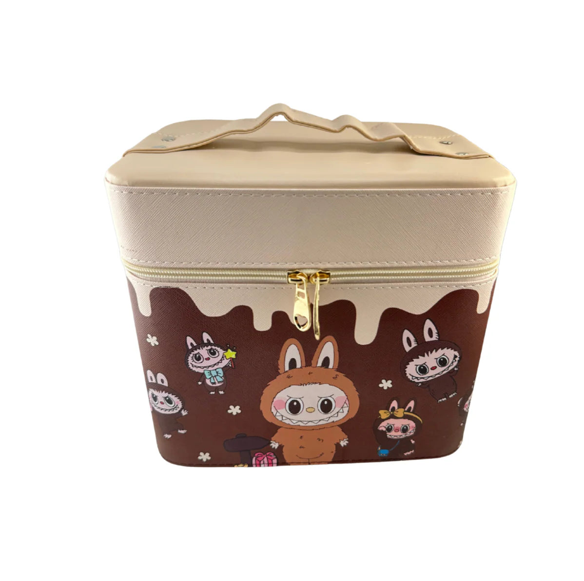 Brown Monster Cosmetic Case w/Mirror