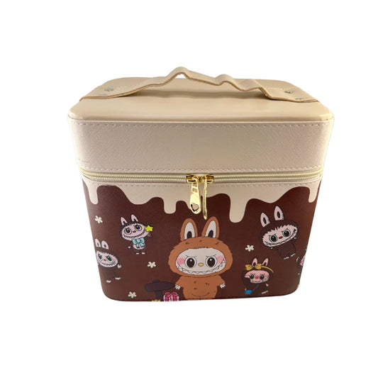 Brown Monster Cosmetic Case w/Mirror