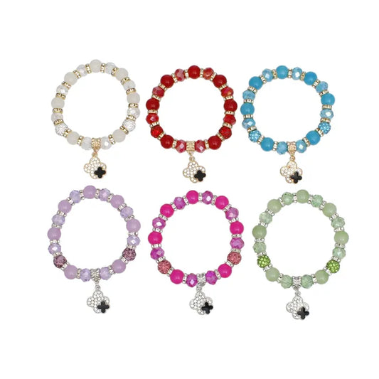 Colorful Glass Bead Quatrefoil Bracelet