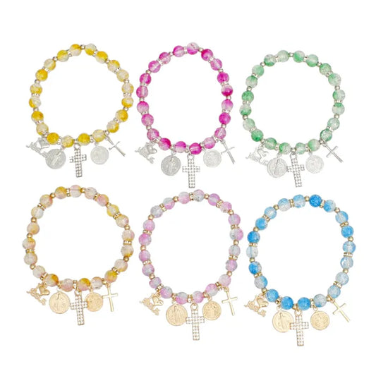 Colorful Glass Bead Religious Bracelets