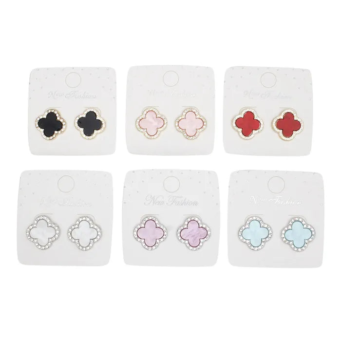 Colorful Quatrefoil Halo Stud Earrings