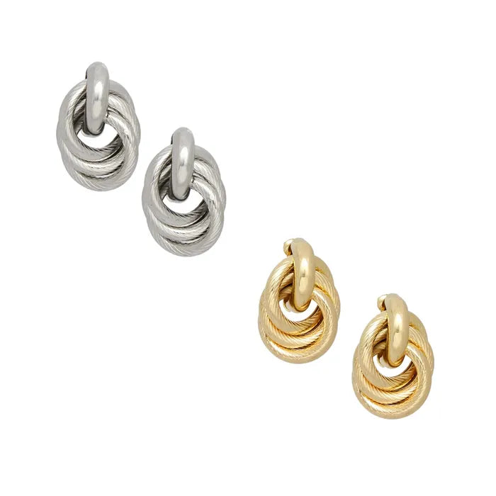 Metal Looped Cable Stud Earrings