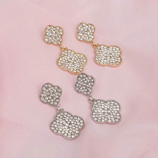 Quatrefoil Clover Sparkle Drop Earrings