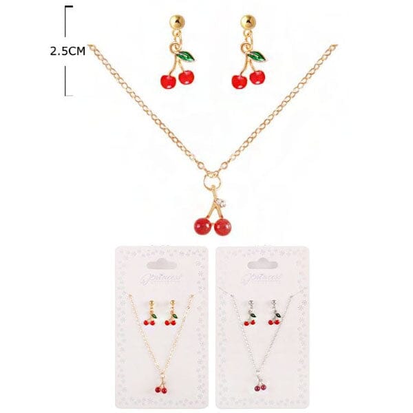 Cherry Charm Necklace Set