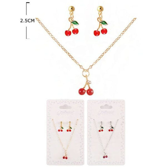 Cherry Charm Necklace Set